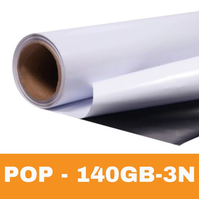 VINIL AUTOADHESIVO PROMOCIONAL,100 MIC BLANCO BRILLANTE, FONDO NEGRO (BLACKOUT) 1,37X50MTS